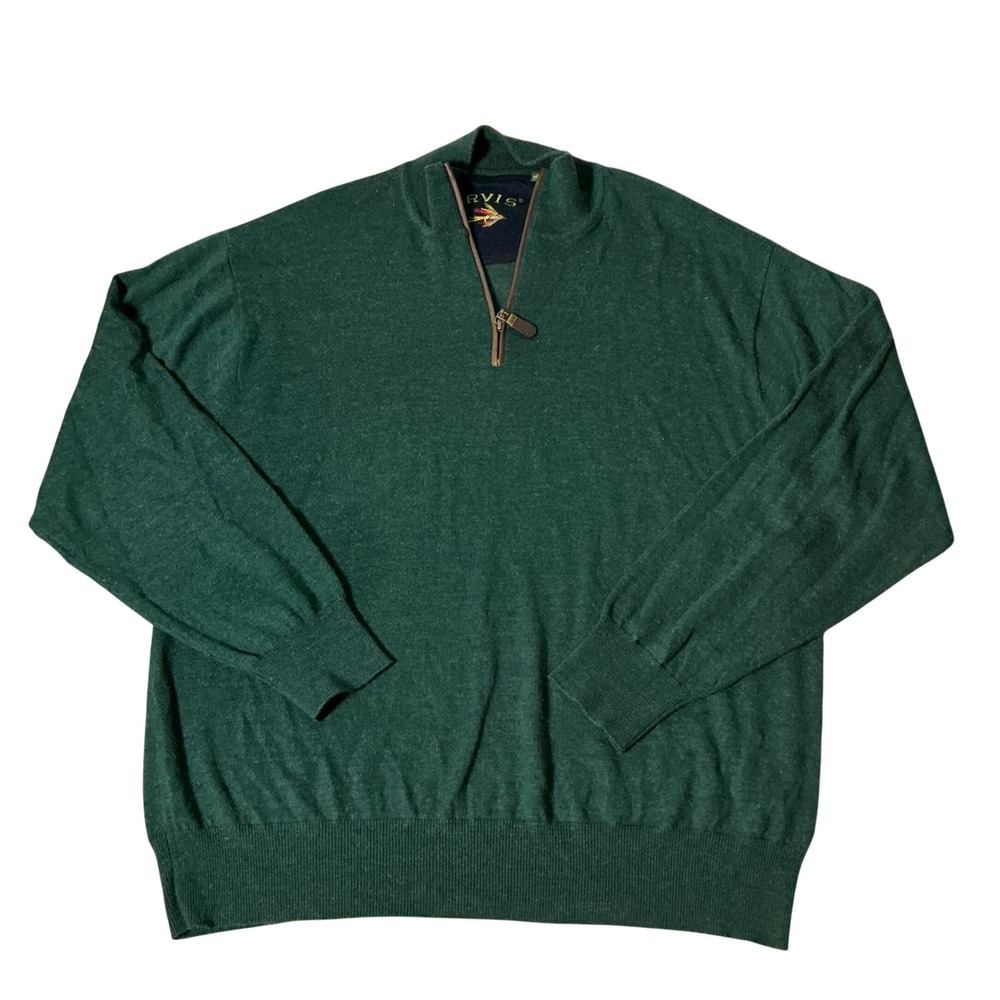 Orvis Mens XL Gorpcore Old Money 100% Merino Wool Quarter Zip Sweater Pullover
